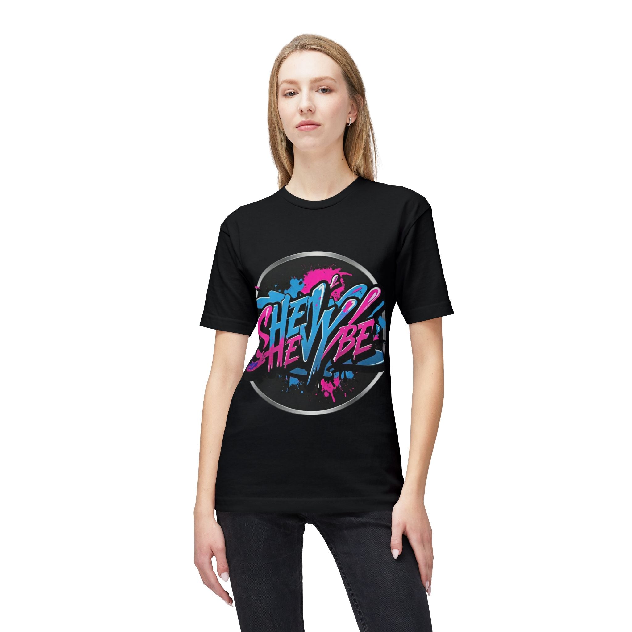 She Vibe Graphic T-Shirt — Retro Neon Girl Power Tee
