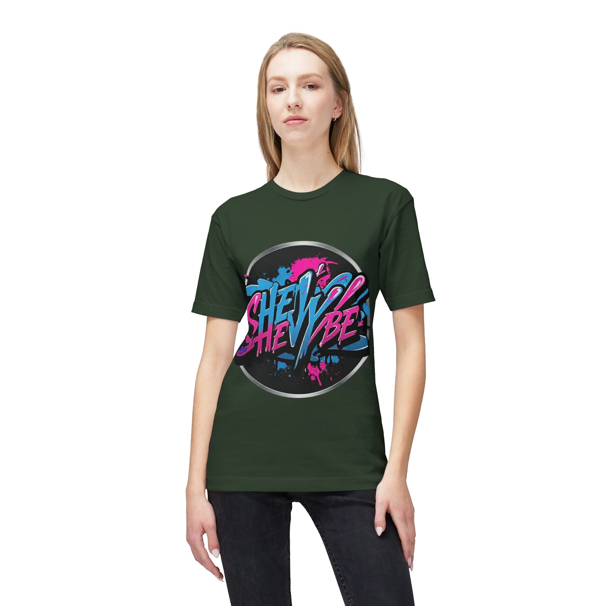 She Vibe Graphic T-Shirt — Retro Neon Girl Power Tee