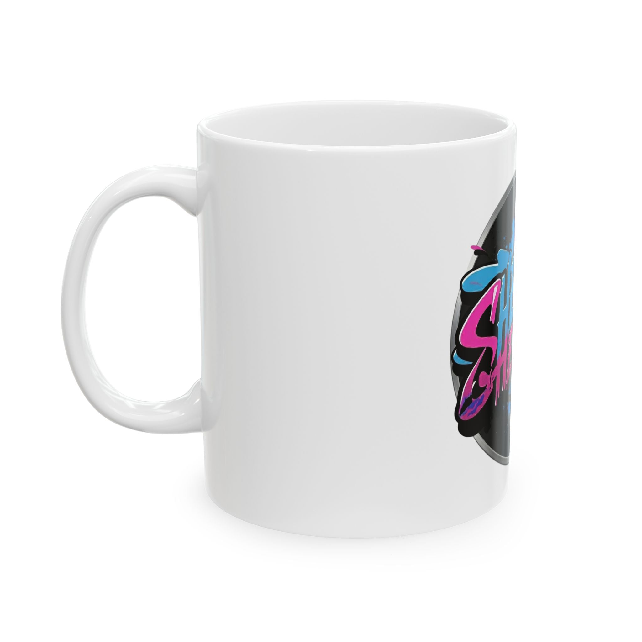 She Vibe Ceramic Mug – Retro Neon Graffiti Coffee Cup (11oz, 15oz)
